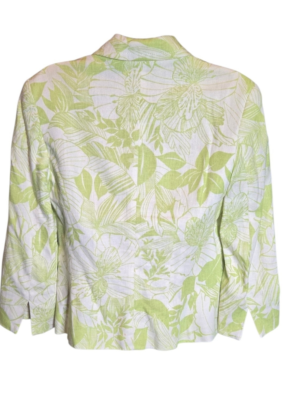 Zara Green and White Floral Single-Button Blazer - Picture 6 of 6